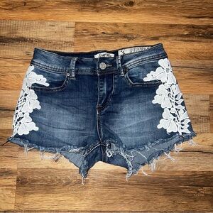Women's Denim Shorts with Lace Detail